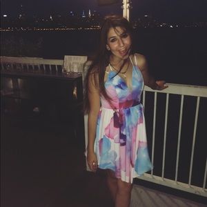 Multicolor floral flowy minidress